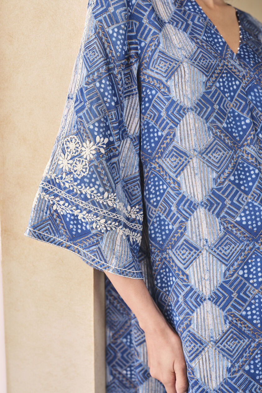 Landscape Handcrafted Dabu Dress - Blue, Blue, image 7